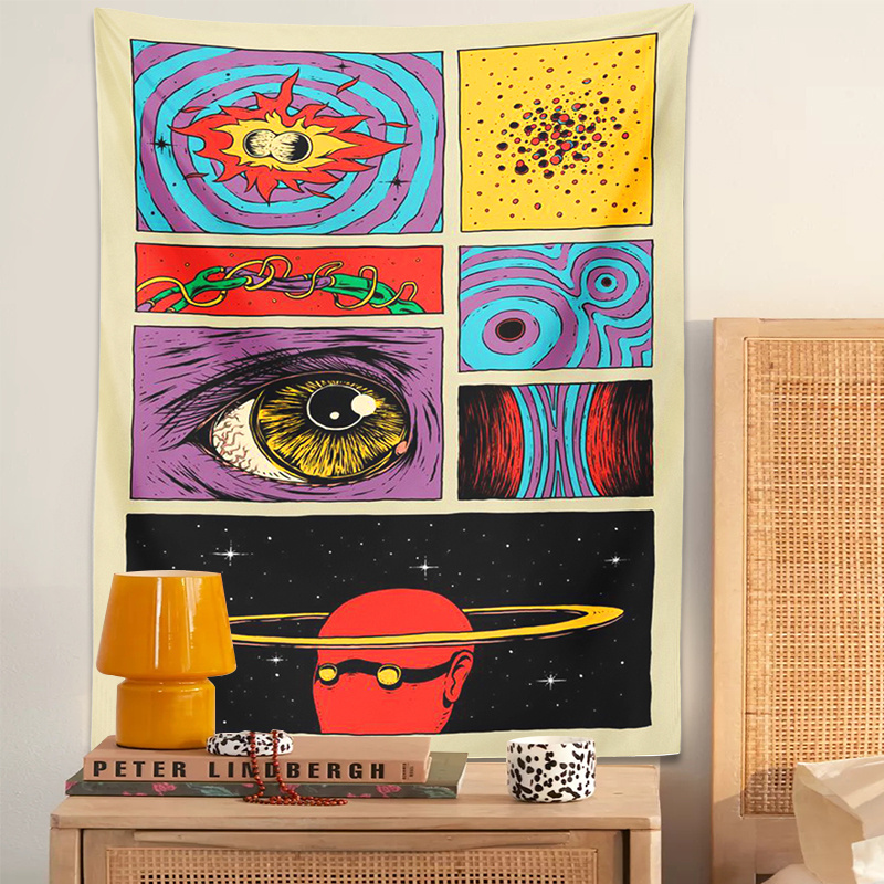 Vintage Gaming Accessories - Tapeçaria de Arte Psicodélica VIKAMA: Colagem