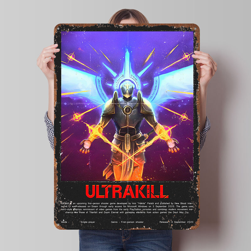 Vintage Gaming Accessories - Pôster Metálico do Jogo Ultrakill, Arte