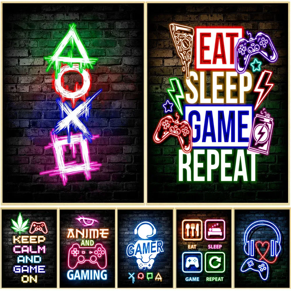 Gaming Accessories Bedroom - Artes de Parede Neon para Jogos,