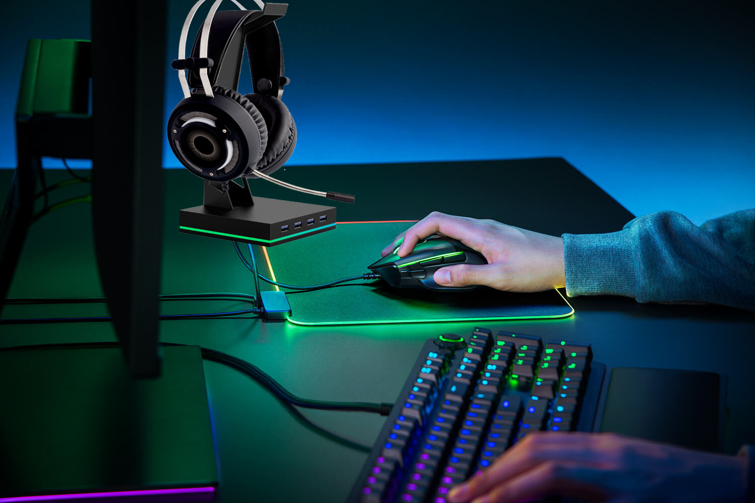 Suporte Gamer RGB em Promoção  - Headset Stand Rgb avaliação e preço