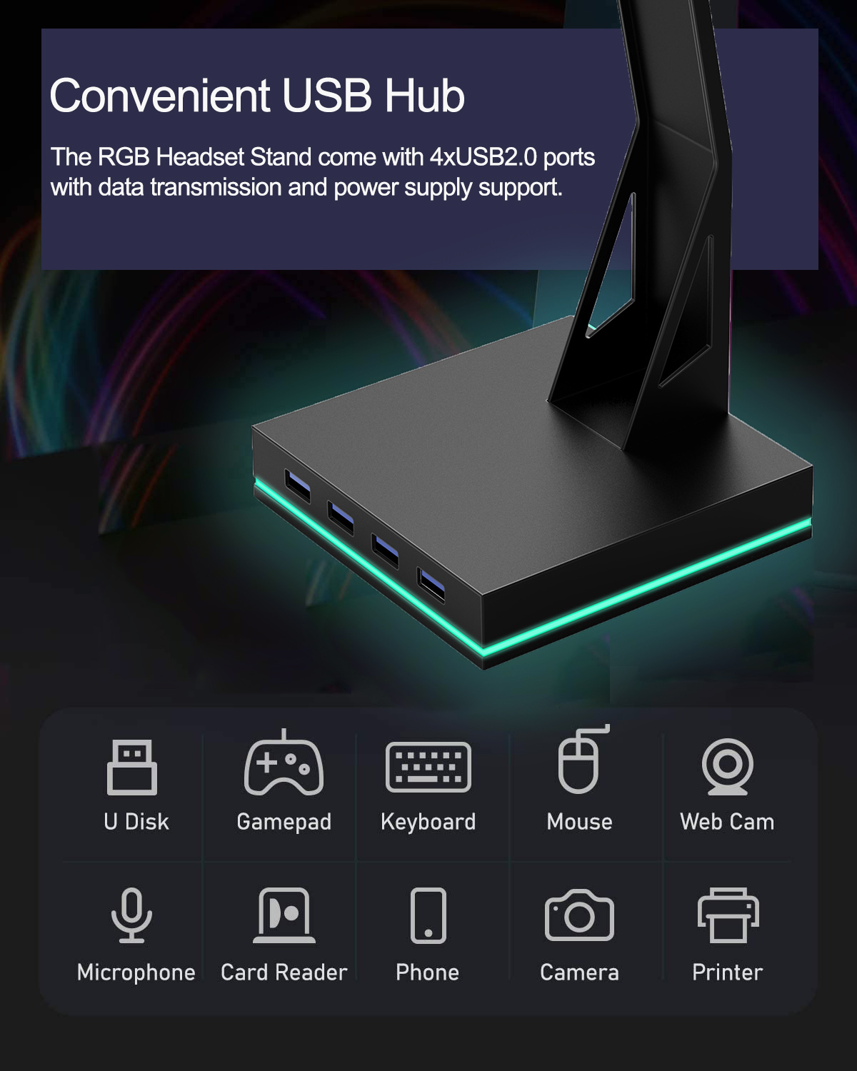 Suporte Gamer RGB em Promoção  - Headset Stand Rgb avaliação e preço